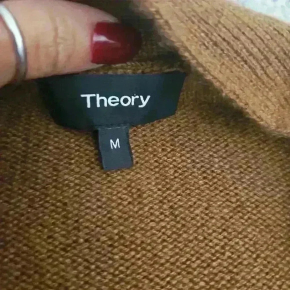 Theory Womens Brown Rib Sleeve 100% Cashmere Cardigan In Syrup M - Picture 9 of 12